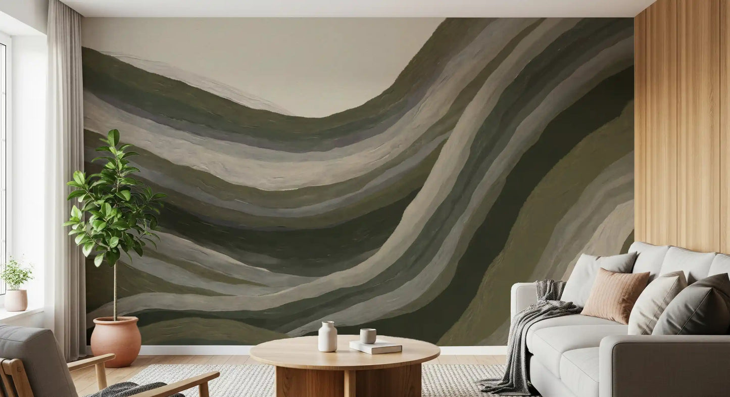Olive Sage Rolling Hills Wall Mural
