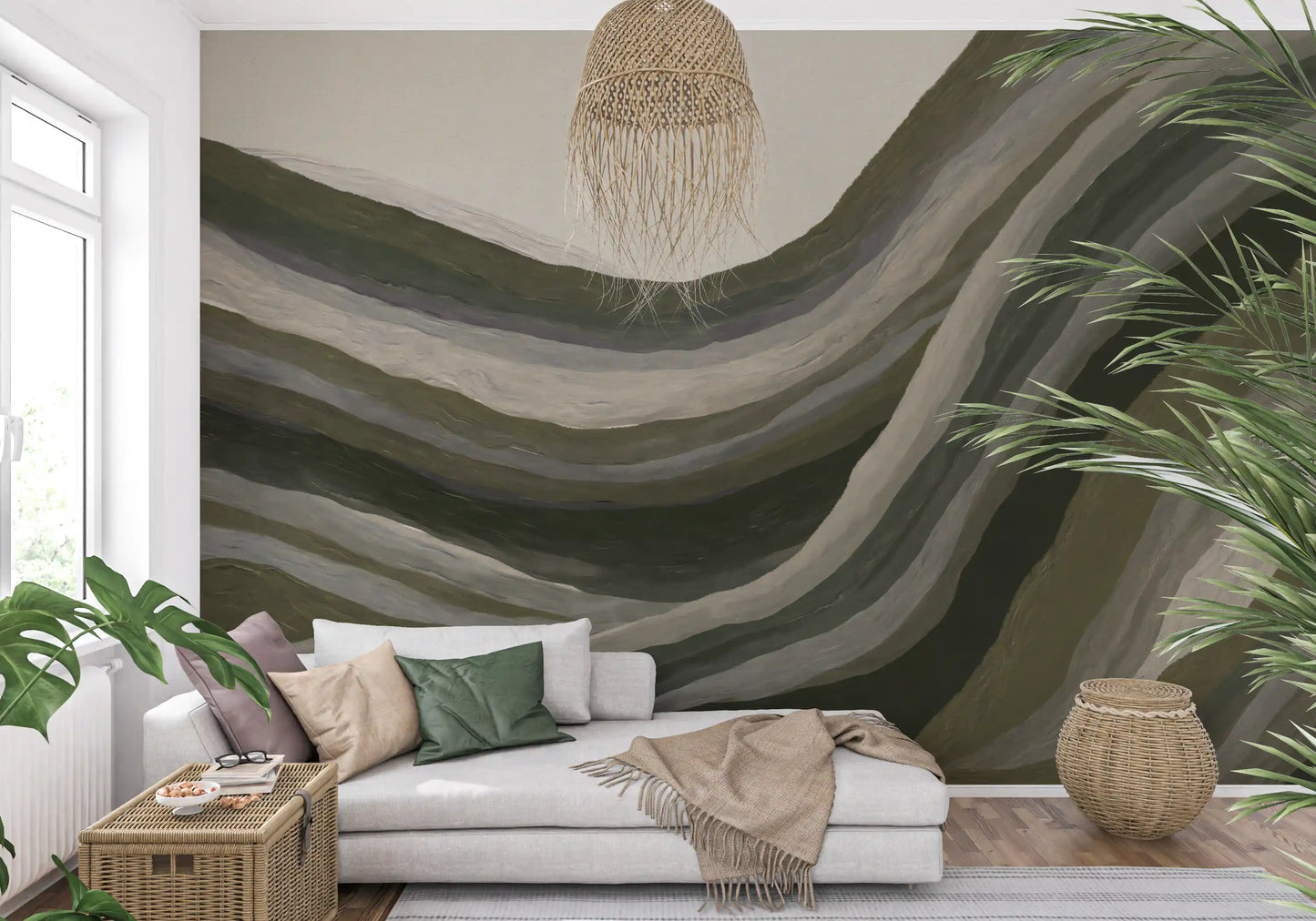 Olive Sage Rolling Hills Wall Mural