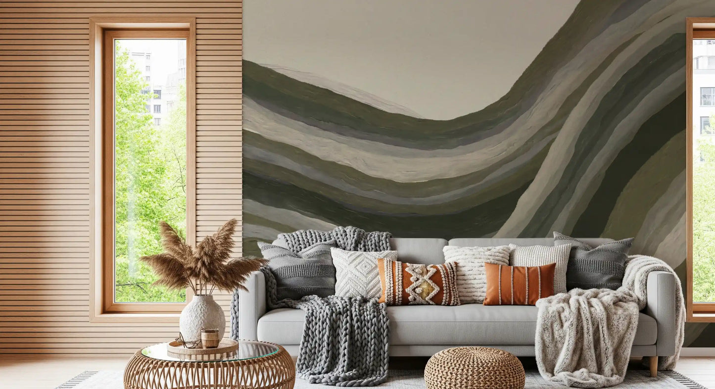 Olive Sage Rolling Hills Wall Mural