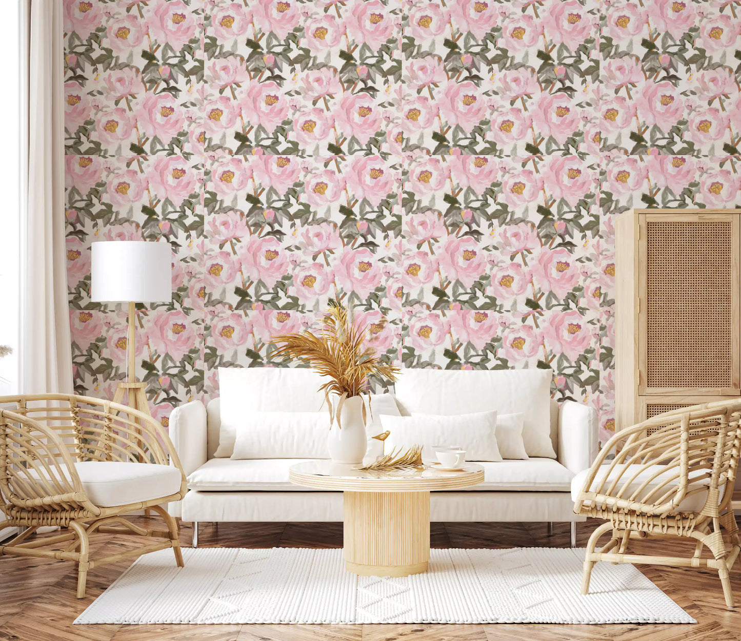 Soft Pink Peony Garden Wallpaper⁠