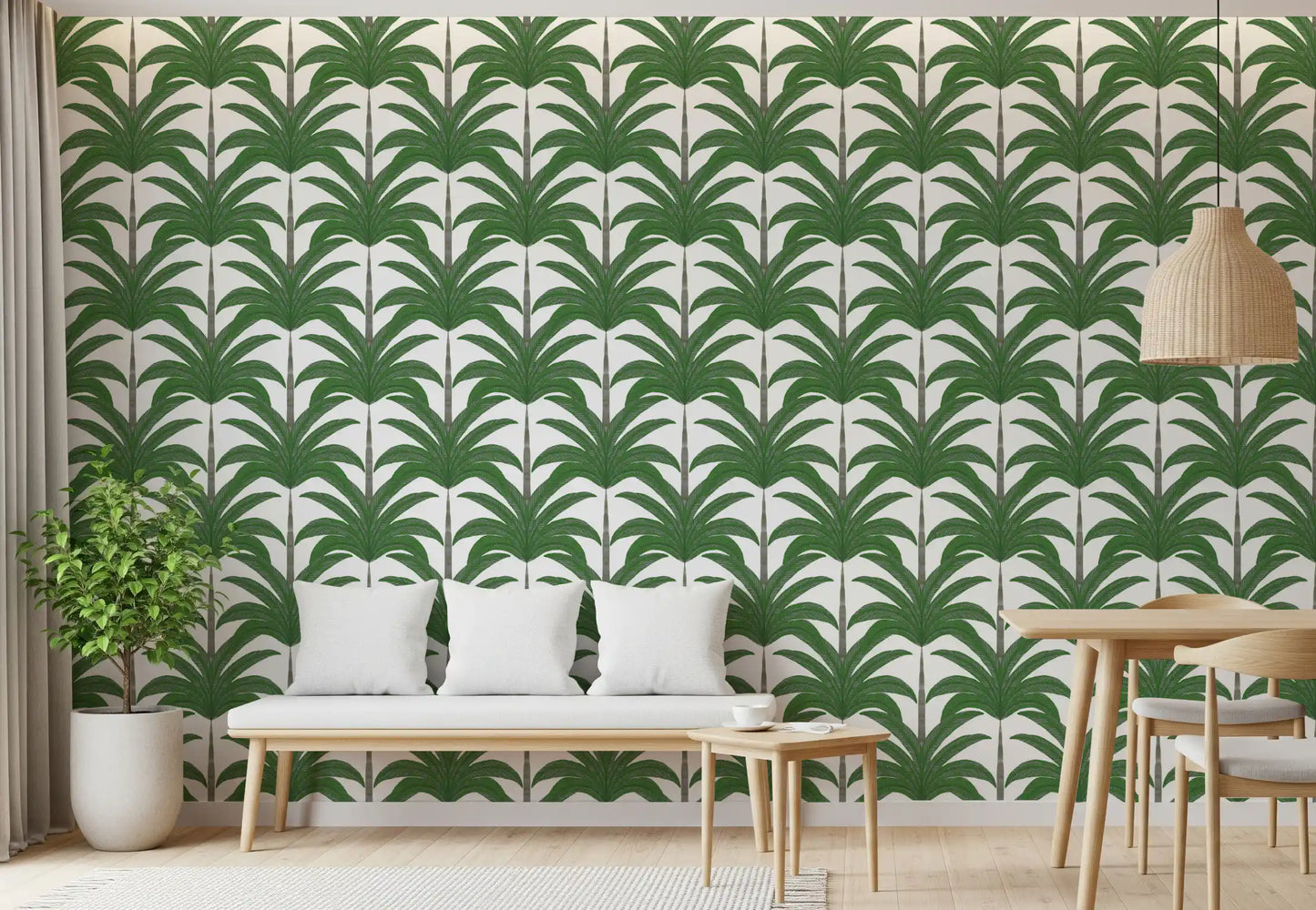 Arched Palm Frond Botanical Art Wallpaper⁠