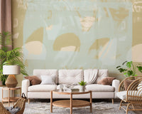 Muted Sage Geometric Layers Wall Mural