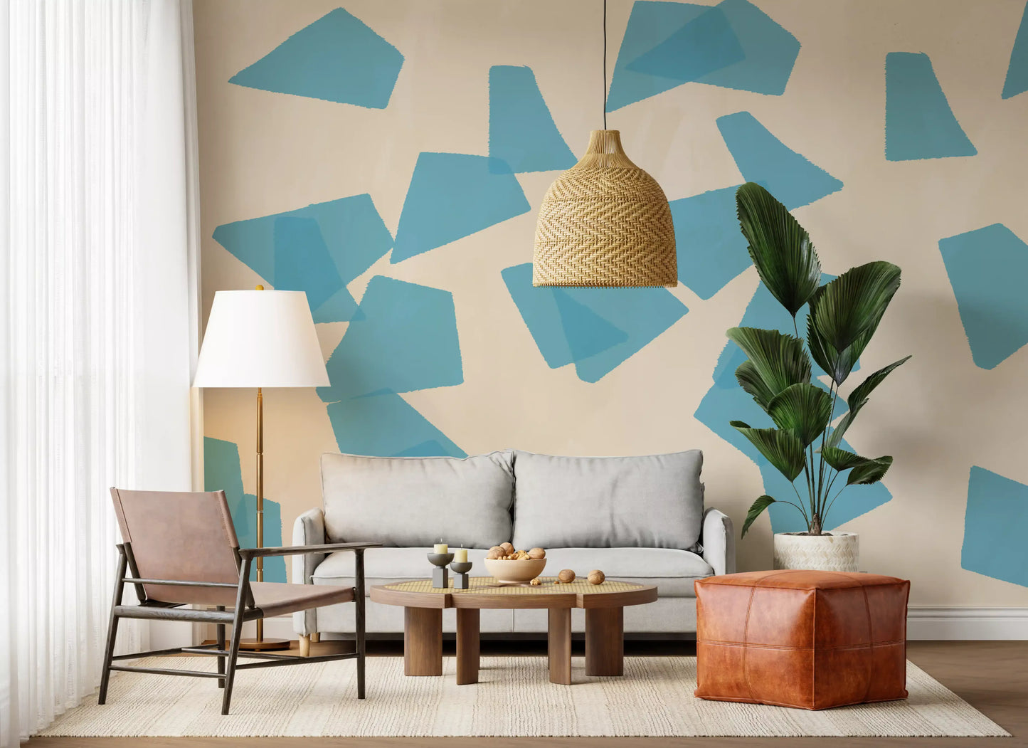 Floating Azure Fragments Wall Mural