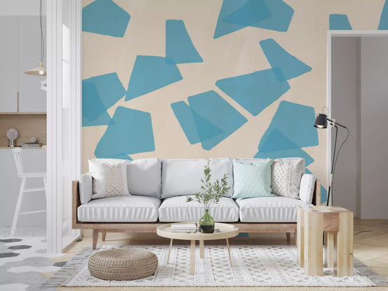 Floating Azure Fragments Wall Mural