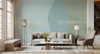 Sage and Blue Geometric Arcs Wall Mural