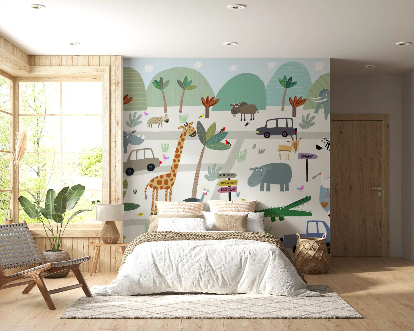 Safari Animal Adventure Map Wall Mural