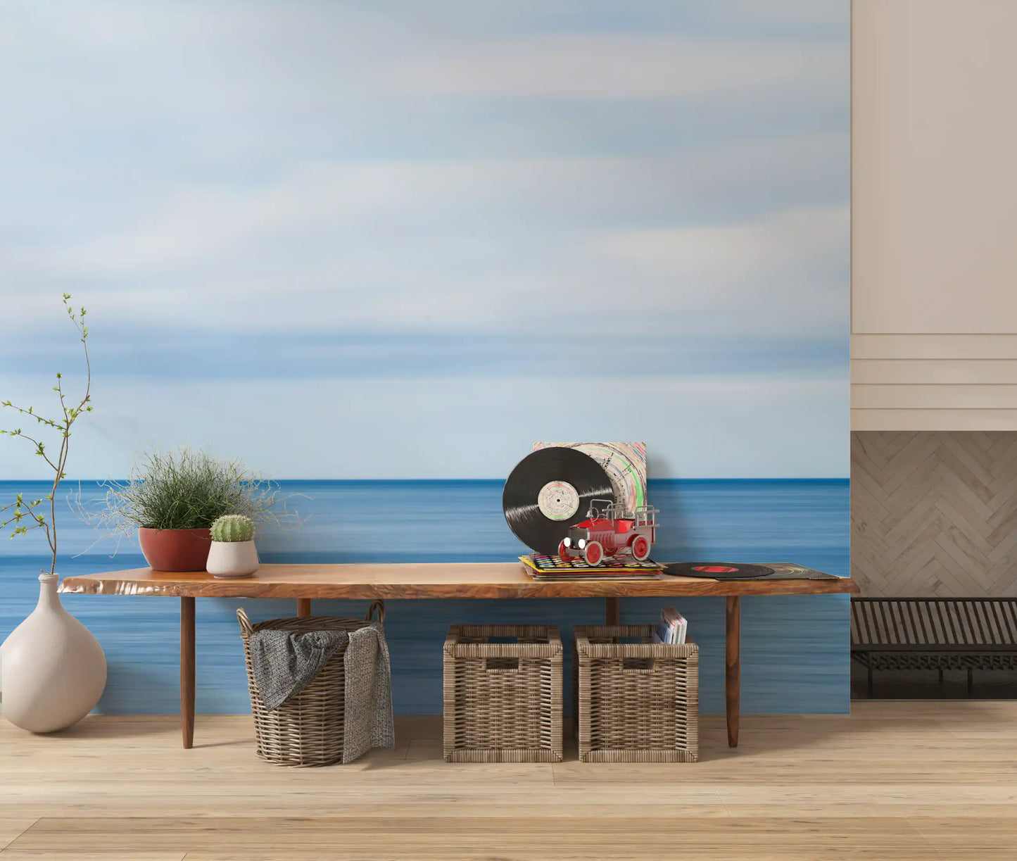 Serene Blue Horizon Seascape Wall Mural