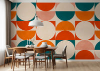 Abstract Semicircle Grid Motif Wall Mural