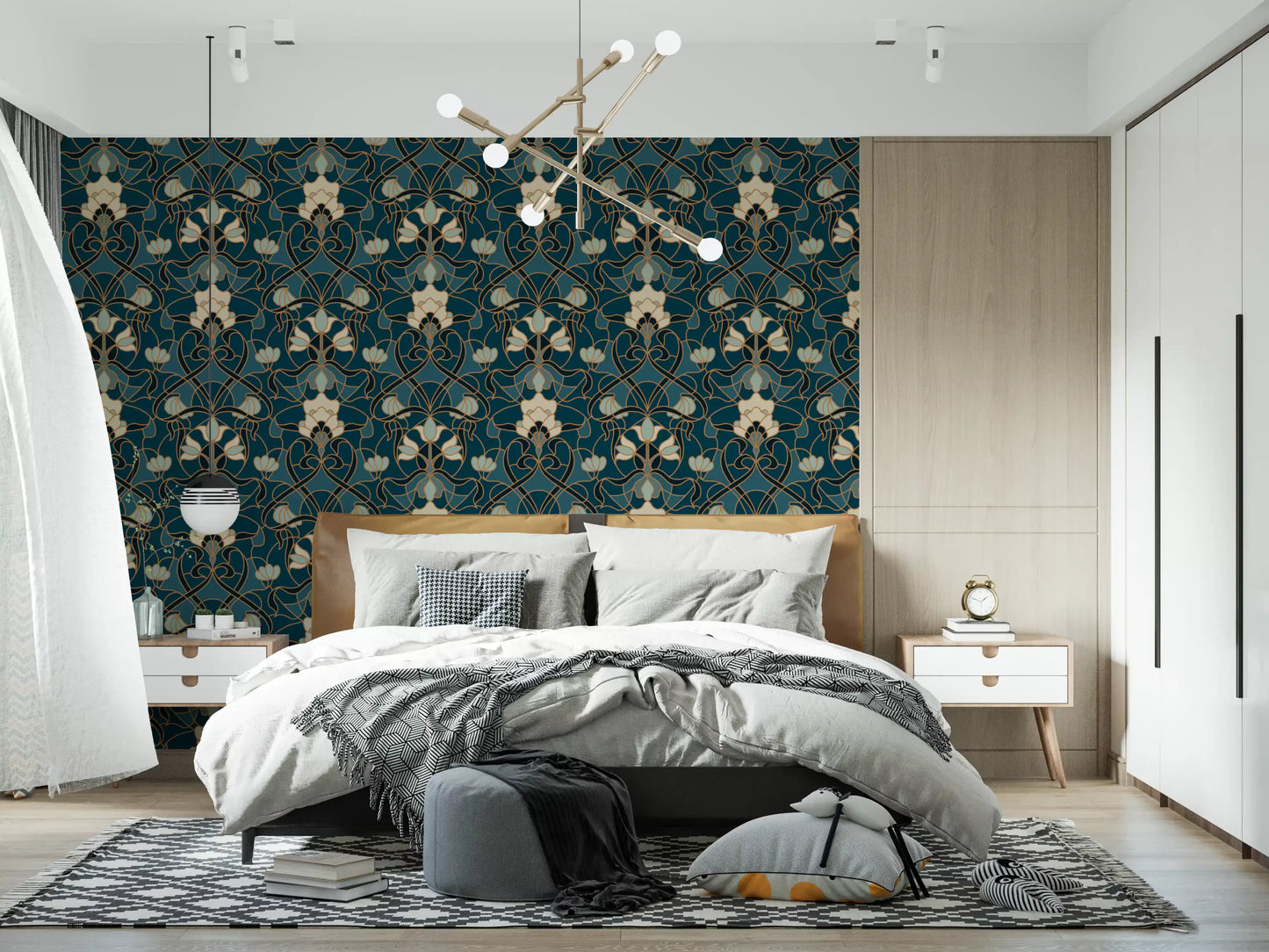 Heritage Botanical Scrollwork Wallpaper⁠