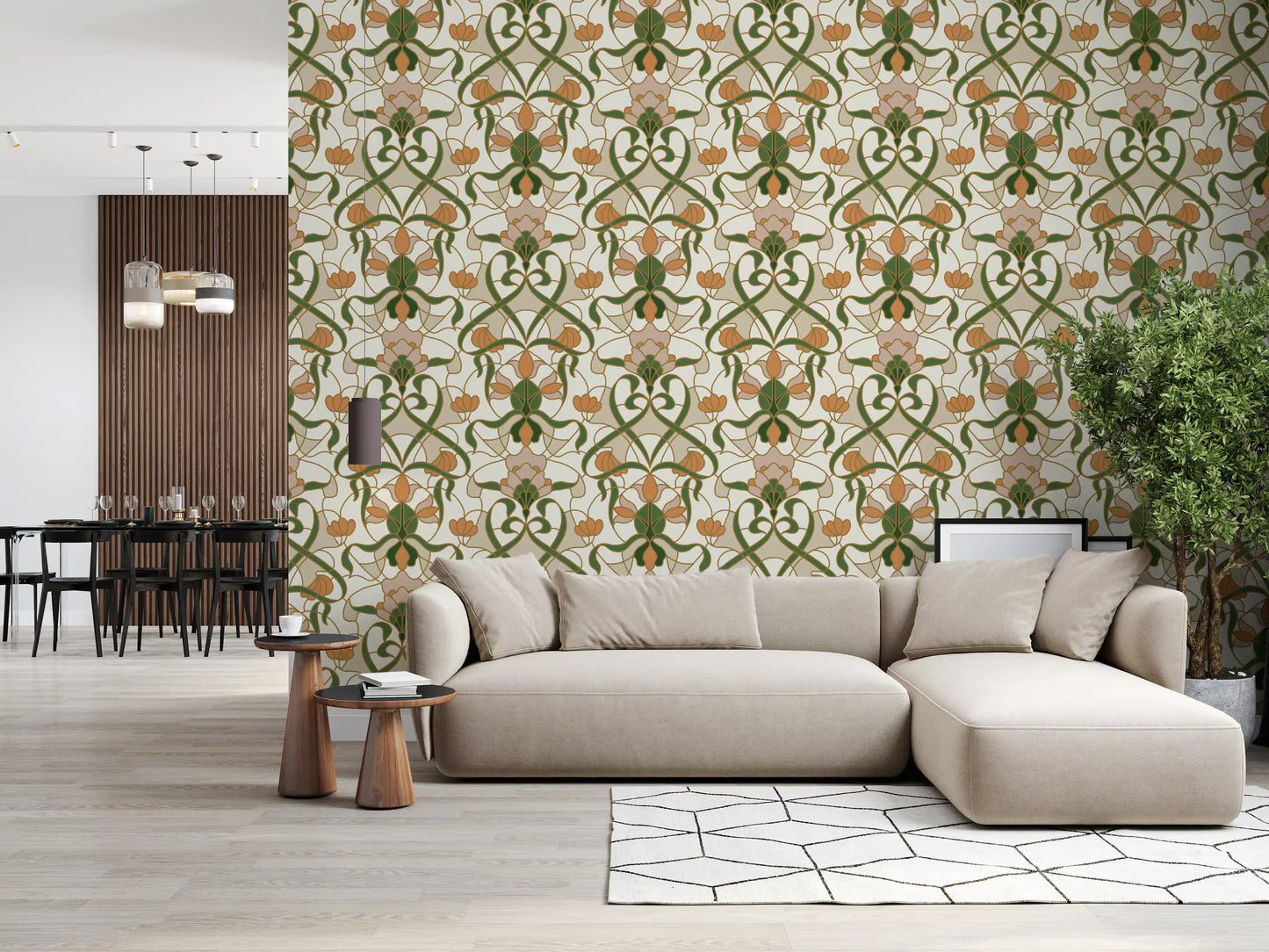 Art Nouveau Floral Interlace Wallpaper⁠