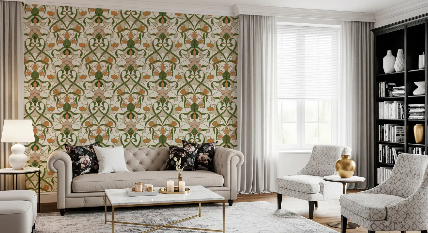 Art Nouveau Floral Interlace Wallpaper⁠