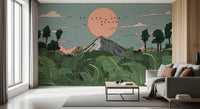 Jungle Horizon Sunset View Wall Mural