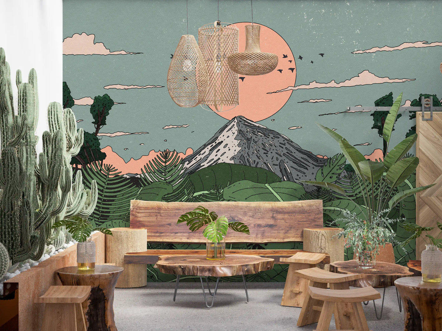 Jungle Horizon Sunset View Wall Mural
