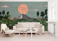 Jungle Horizon Sunset View Wall Mural