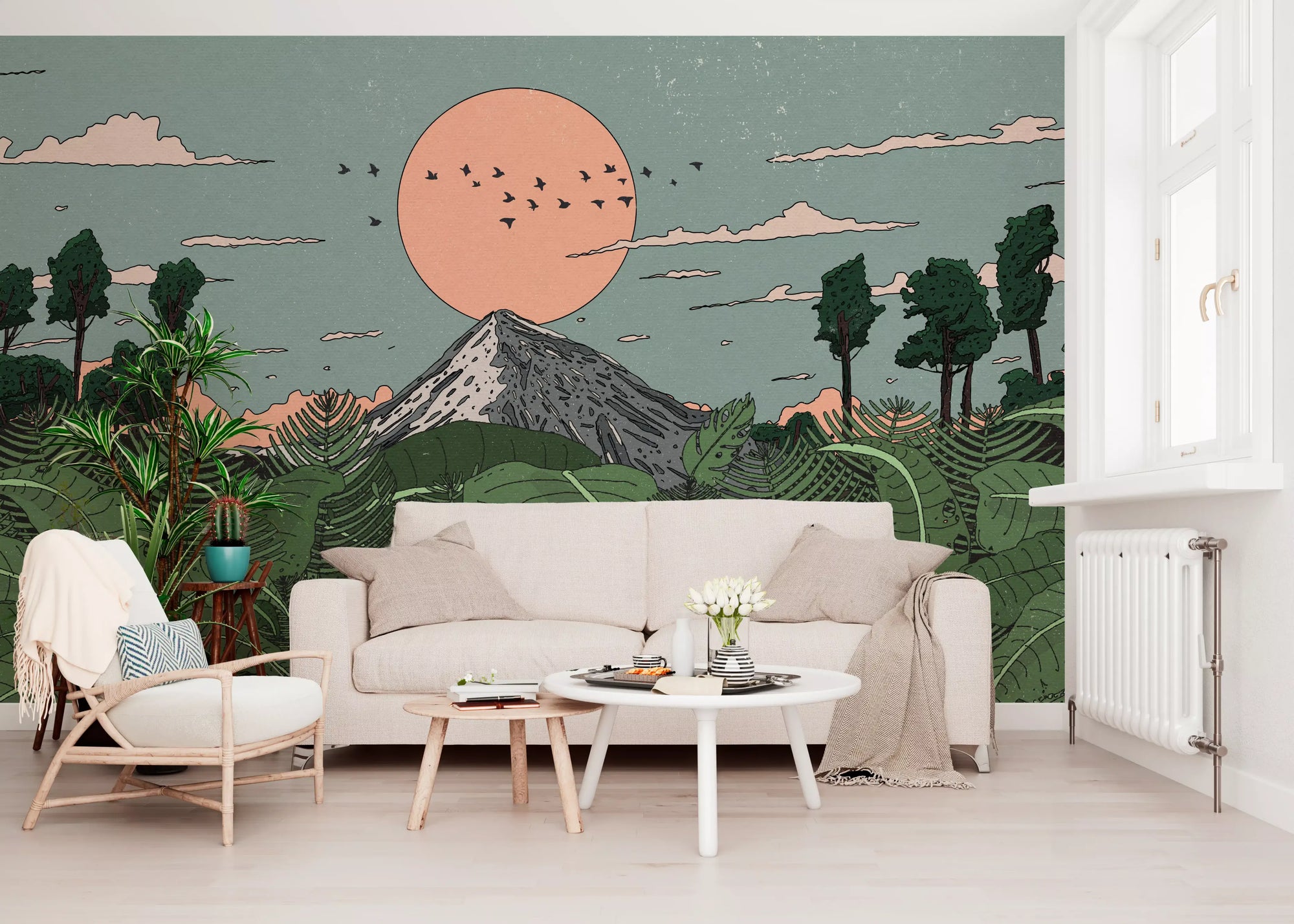 Jungle Horizon Sunset View Wall Mural