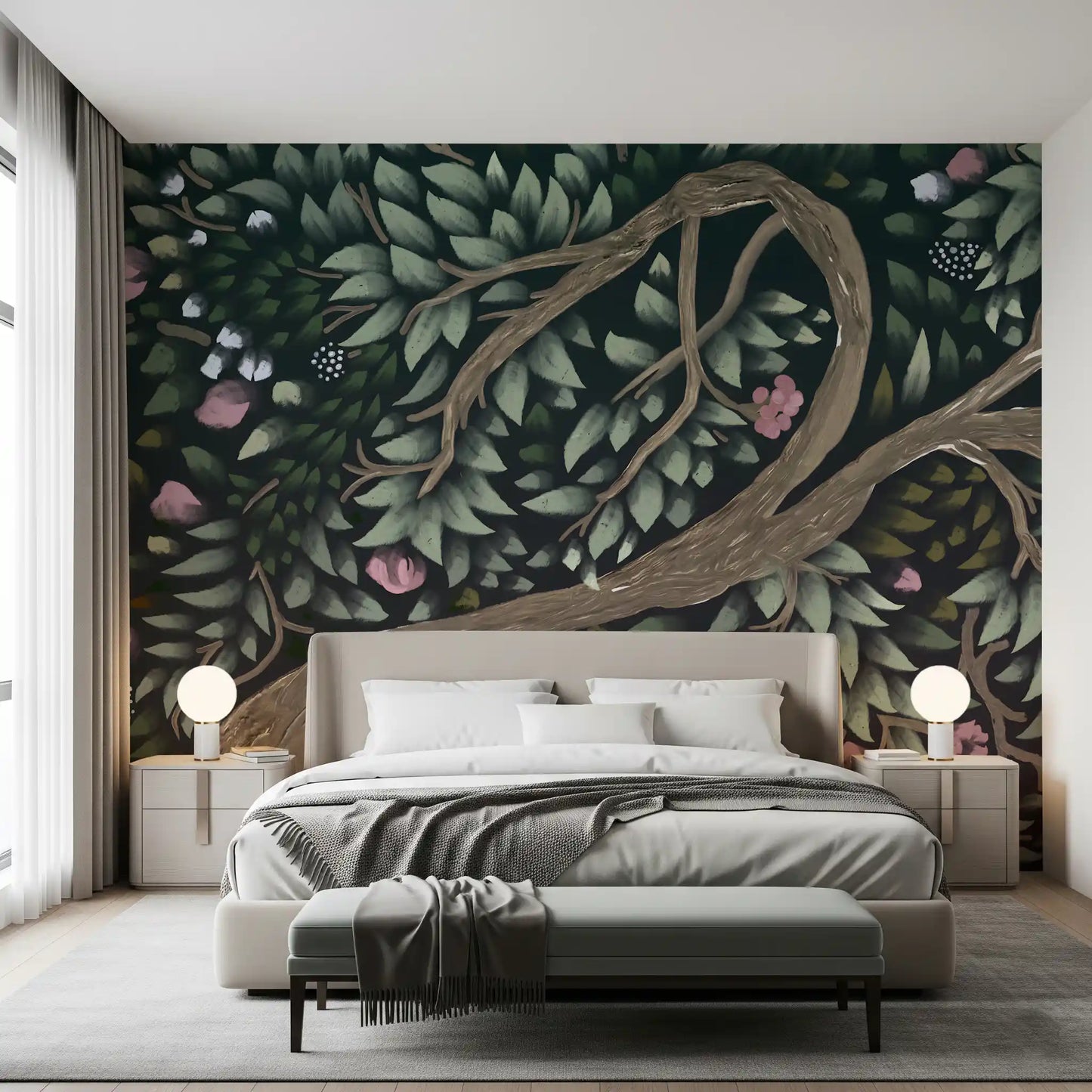 Enchanted Midnight Orchard Canopy Wall Mural