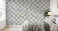 Wavy Checked Soft Blue Grid Wall Mural