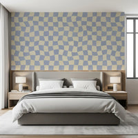 Wavy Checked Soft Blue Grid Wall Mural