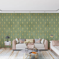 Sage and Gold Art Deco Fan Wall Mural