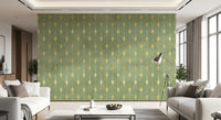 Sage and Gold Art Deco Fan Wall Mural