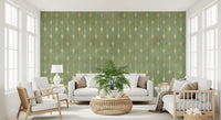 Sage and Gold Art Deco Fan Wall Mural