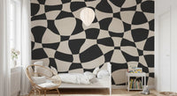 Wavy Monochrome Geometry Wall Mural