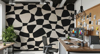 Wavy Monochrome Geometry Wall Mural
