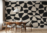 Wavy Monochrome Geometry Wall Mural