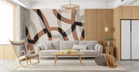 Minimalist Charcoal and Clay Arcs Wall Mural