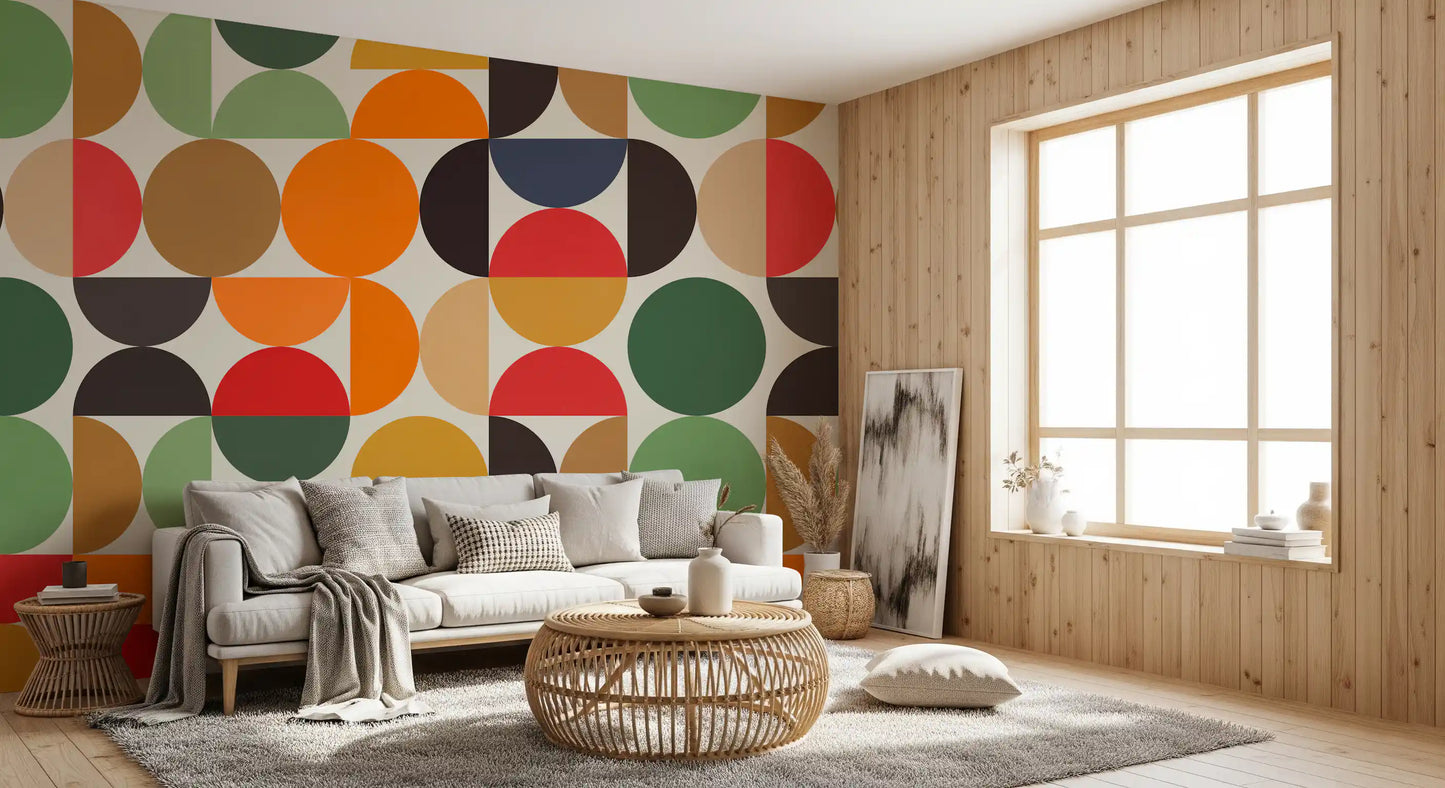 Bohemian Abstract Geo Circles Wall Mural