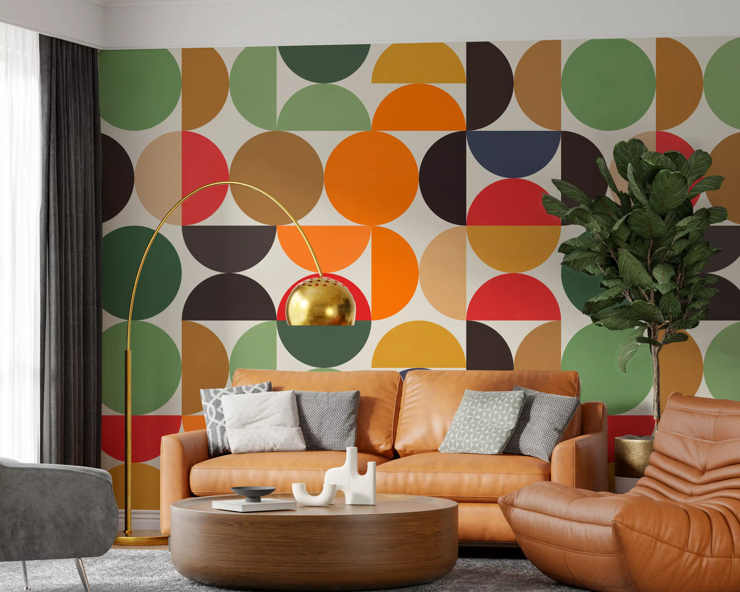 Bohemian Abstract Geo Circles Wall Mural