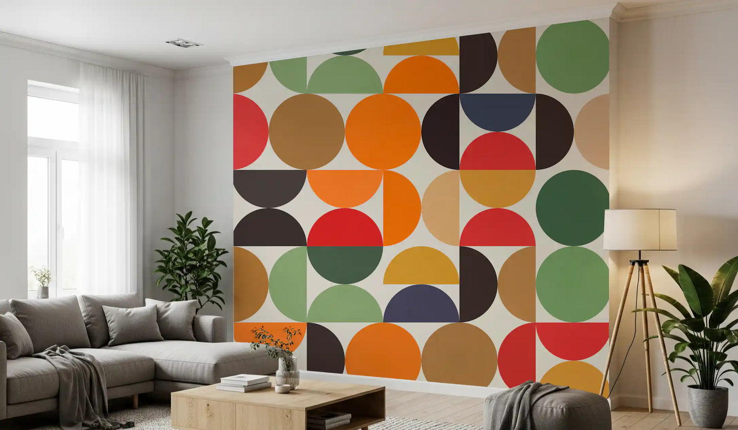 Bohemian Abstract Geo Circles Wall Mural
