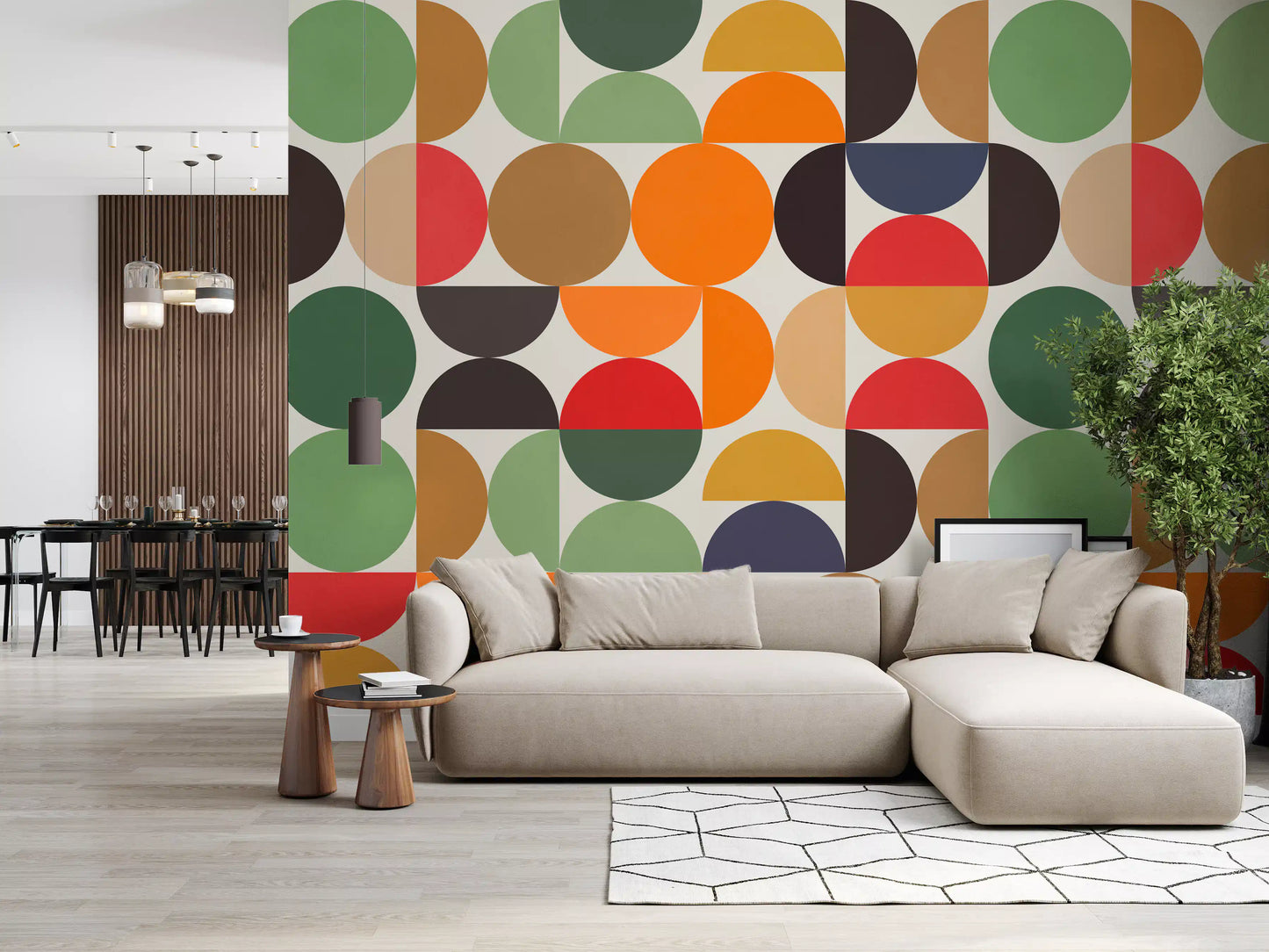 Bohemian Abstract Geo Circles Wall Mural