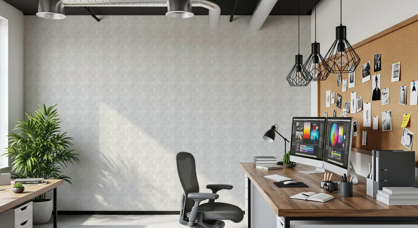 Zellige Style Square Tiles - Ghost Wallpaper⁠