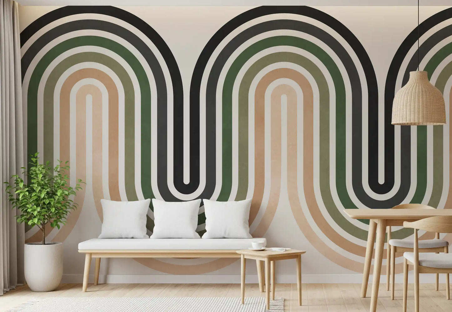 Abstract Earthy Wave Arches Wall Mural