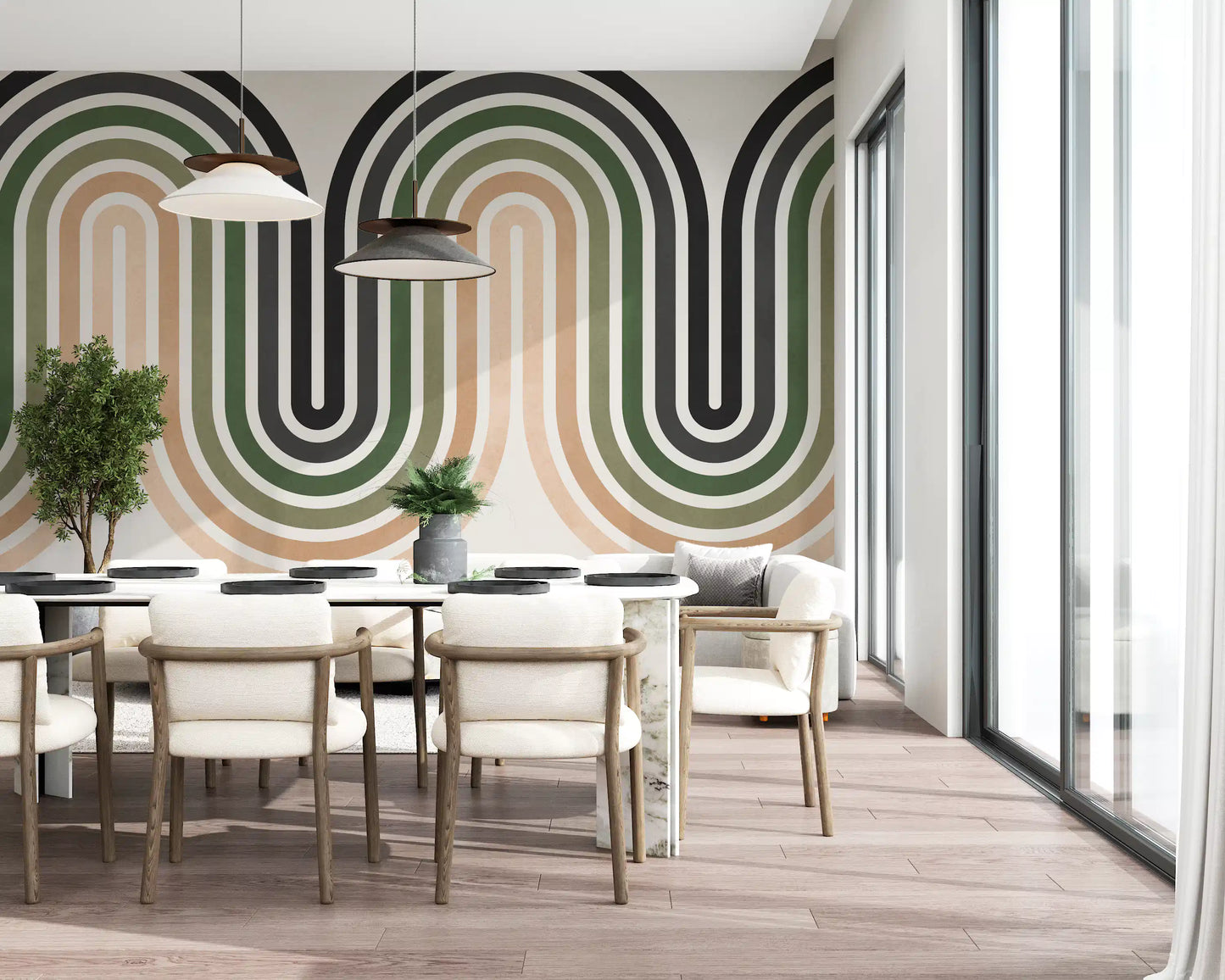 Abstract Earthy Wave Arches Wall Mural