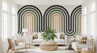 Abstract Earthy Wave Arches Wall Mural