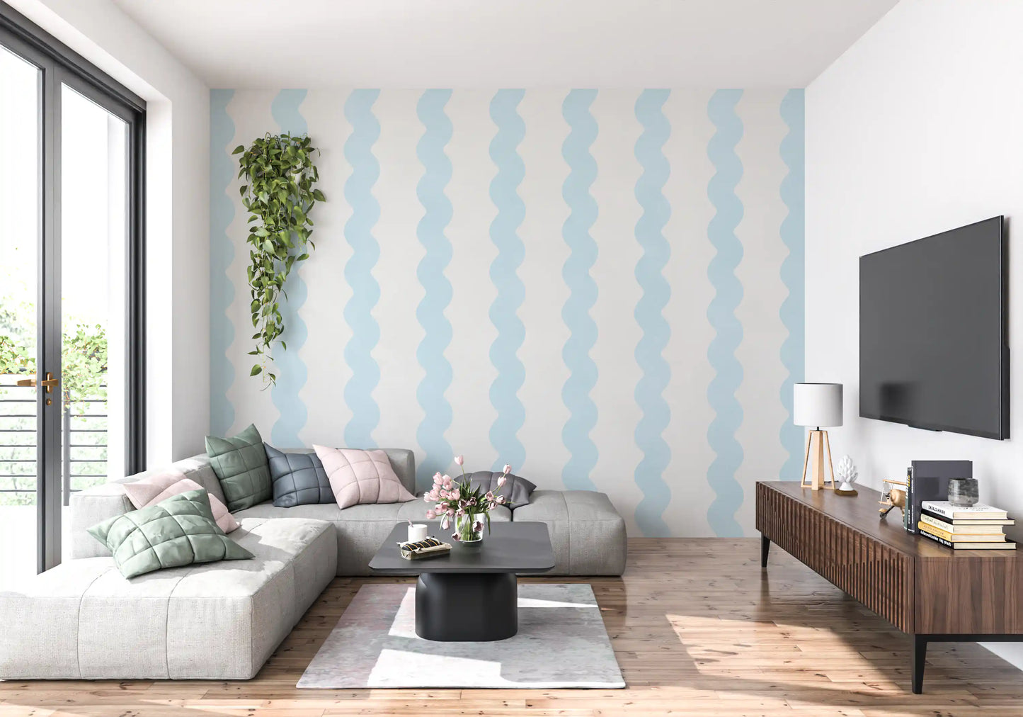 Coastal Breeze Vertical Lines Wall Mural