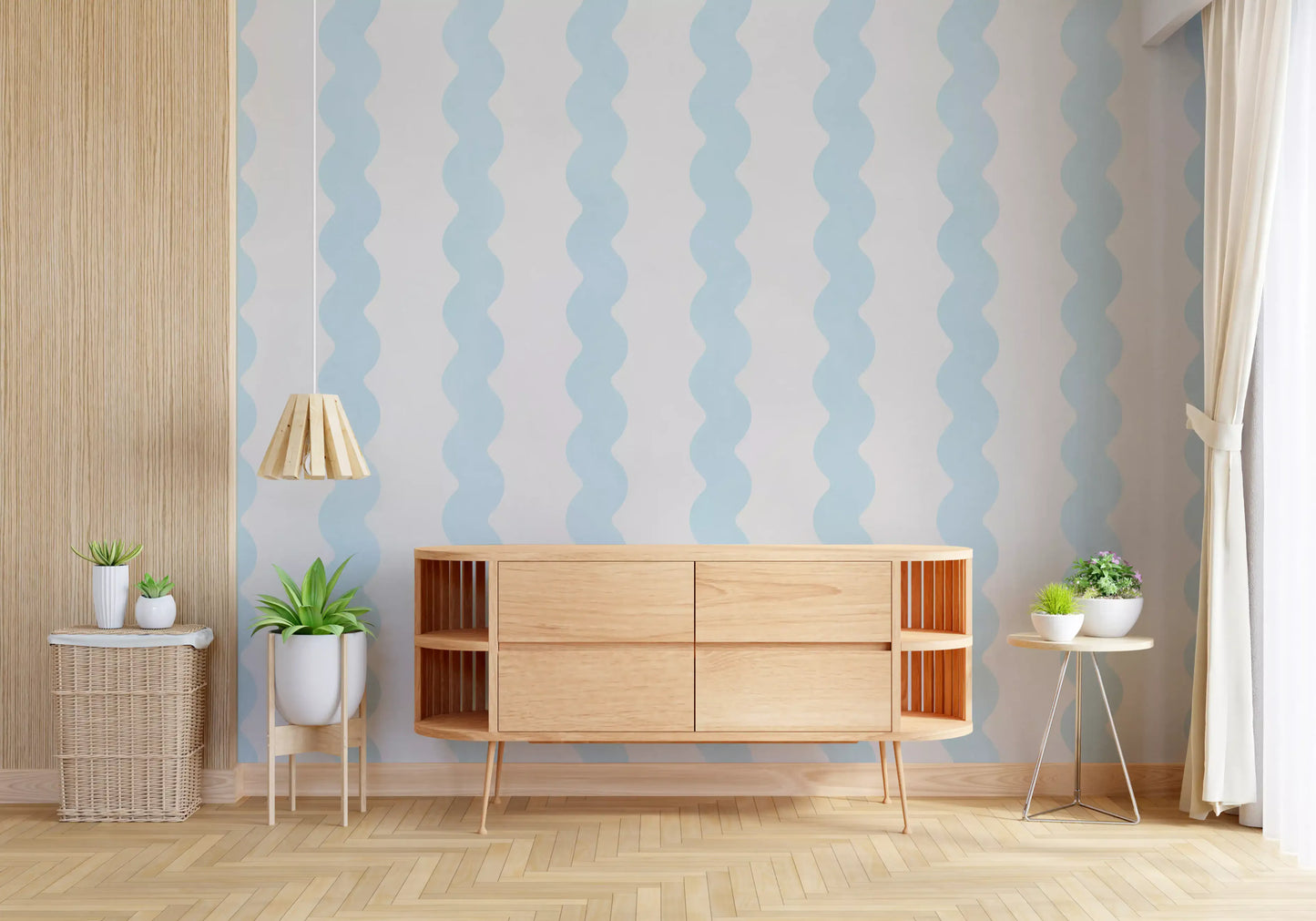 Coastal Breeze Vertical Lines Wall Mural