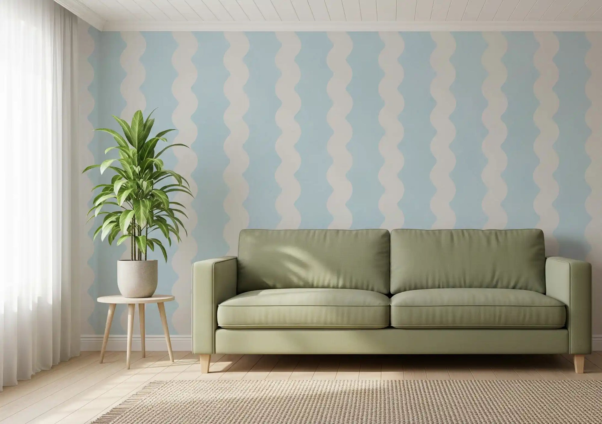 Home office calmed by wavy pastel stripes on a Serenity wall mural GD11314
