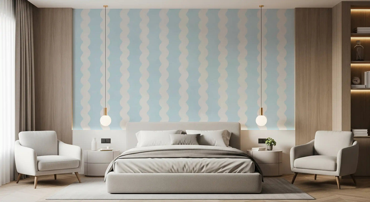 Soft Serenity Wavy Stripes Wall Mural