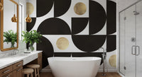 Abstract Gold Sunburst Monochrome Art Wall Mural