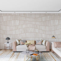 Minimalist Wavy Vertical Lines in Taupe Wall Mural