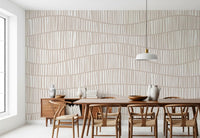 Minimalist Wavy Vertical Lines in Taupe Wall Mural