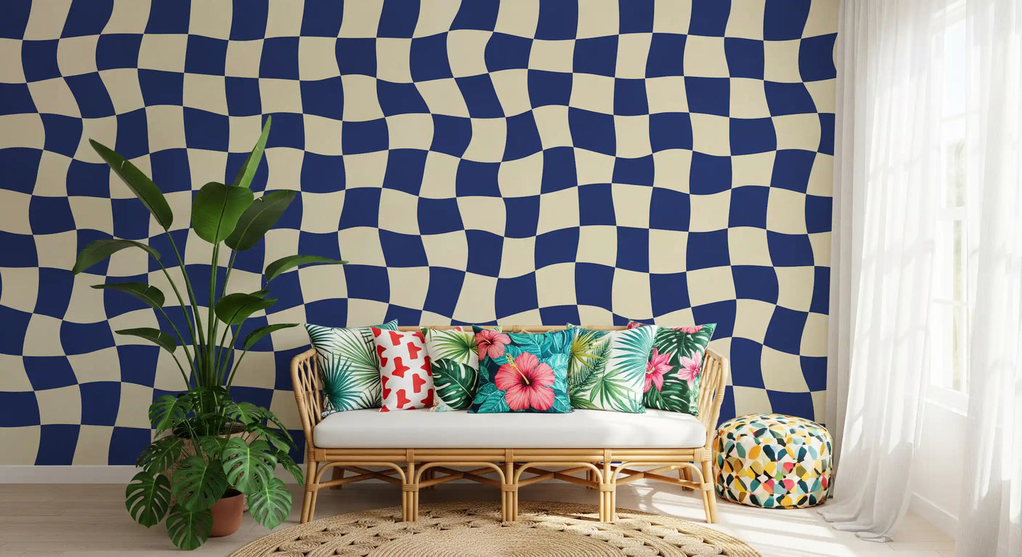 Retro Fluid Checkerboard Wall Mural
