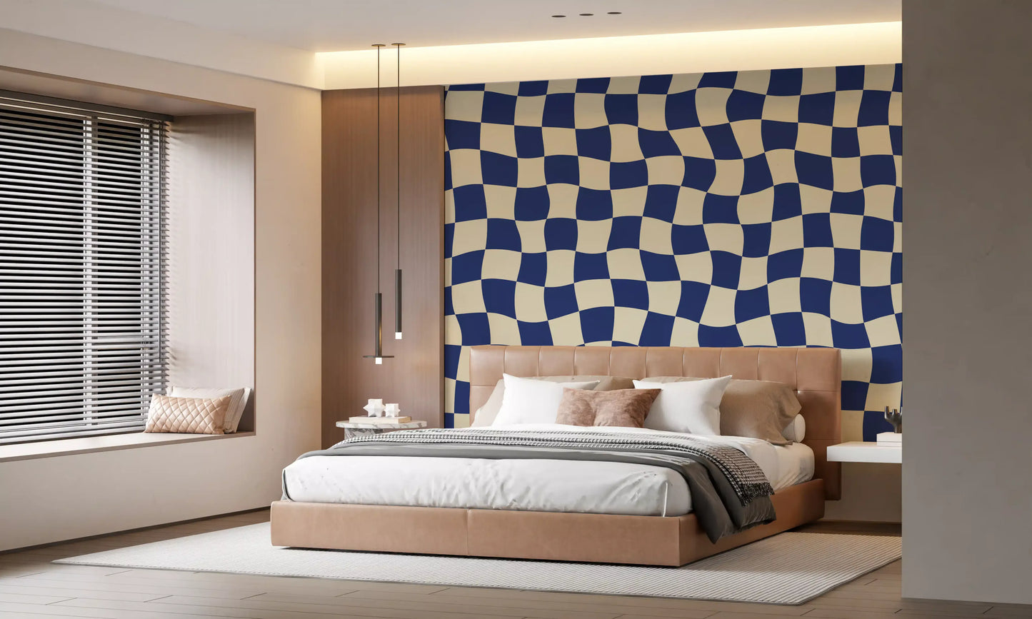 Retro Fluid Checkerboard Wall Mural