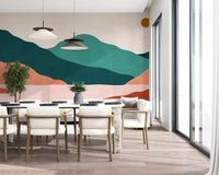 Abstract Terracotta and Teal Range Wall Mural