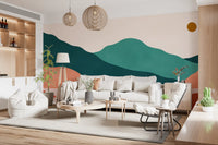 Abstract Terracotta and Teal Range Wall Mural