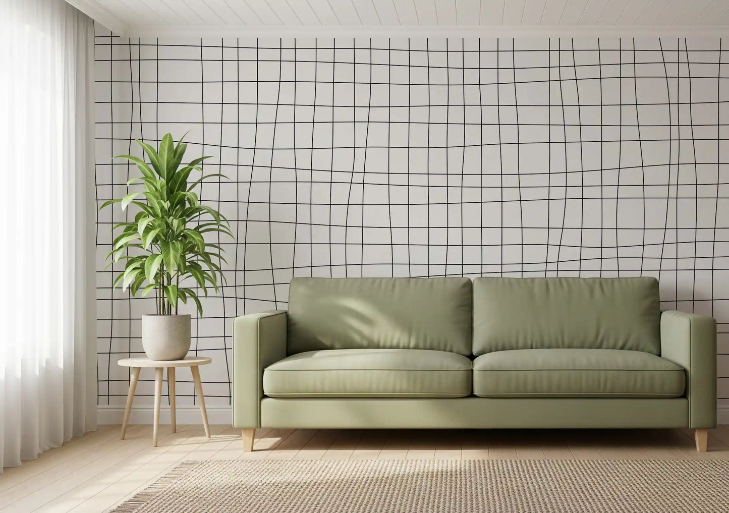 Minimalist Soft Grid Check Wall Mural