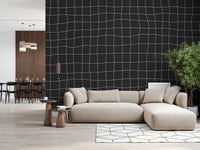 Subtle Charcoal Grid Pattern Wall Mural